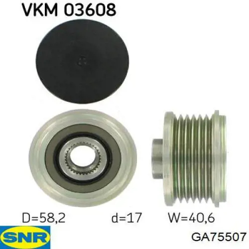Do koszyka GA75507 SNR Koło pasowe alternatora