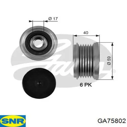Koło pasowe alternatora SNR GA75802 cena, od 35,71 USD