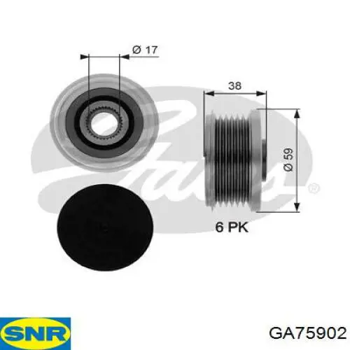 Koło pasowe alternatora SNR GA75902 cena, od 40,71 USD