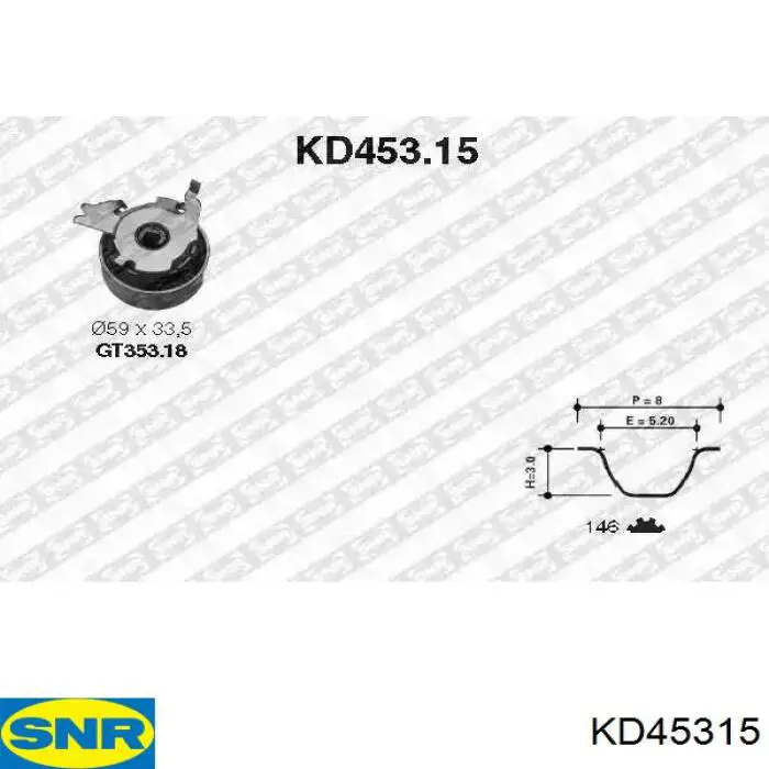 Pasek rozrządu, zestaw SNR KD45315 cena, od 58,07 USD