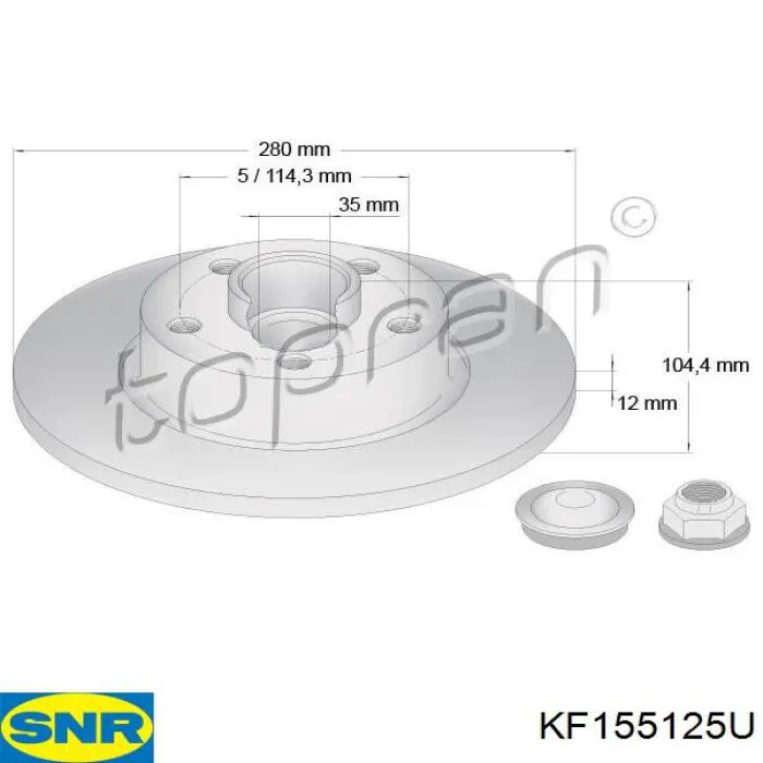 Tarcza hamulcowa tylna SNR KF155125U cena, od 34,68 USD