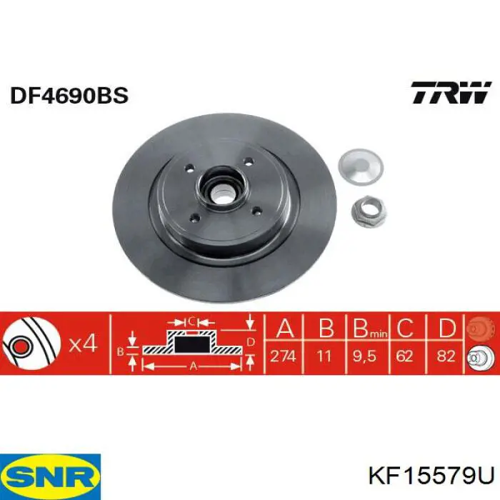 KF15579U SNR Tarcza hamulcowa tylna