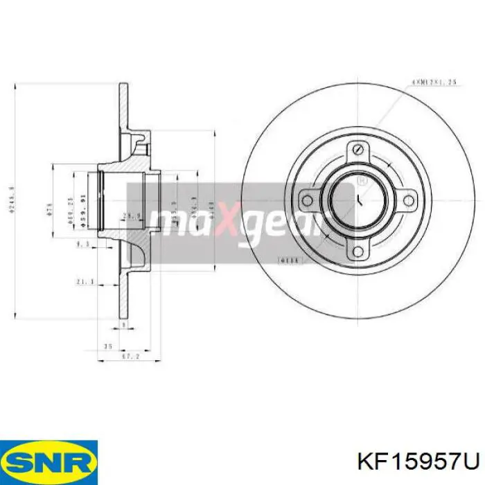 Do koszyka KF15957U SNR Tarcza hamulcowa tylna