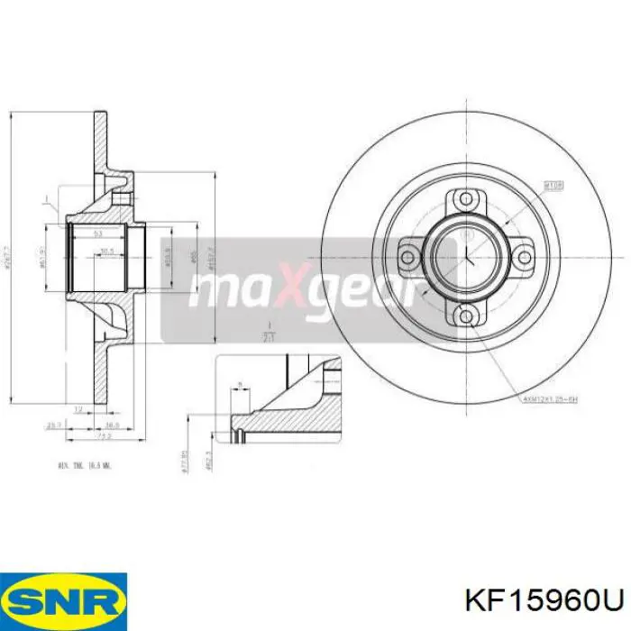 Do koszyka KF15960U SNR Tarcza hamulcowa tylna