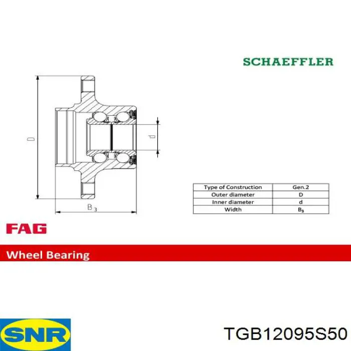 TGB12095S50 SNR Piasta tylna