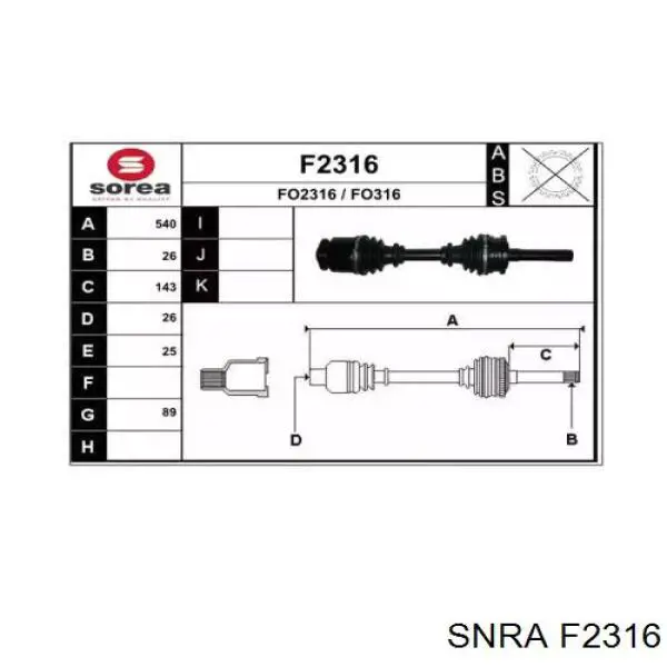 4118471 Ford Półoś napędowa przednia lewa