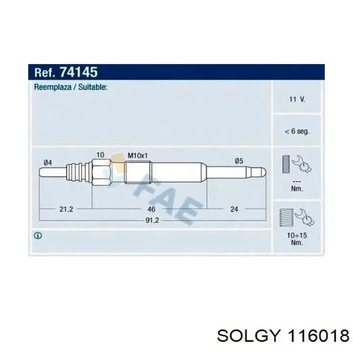 Świeca żarowa Solgy 116018
