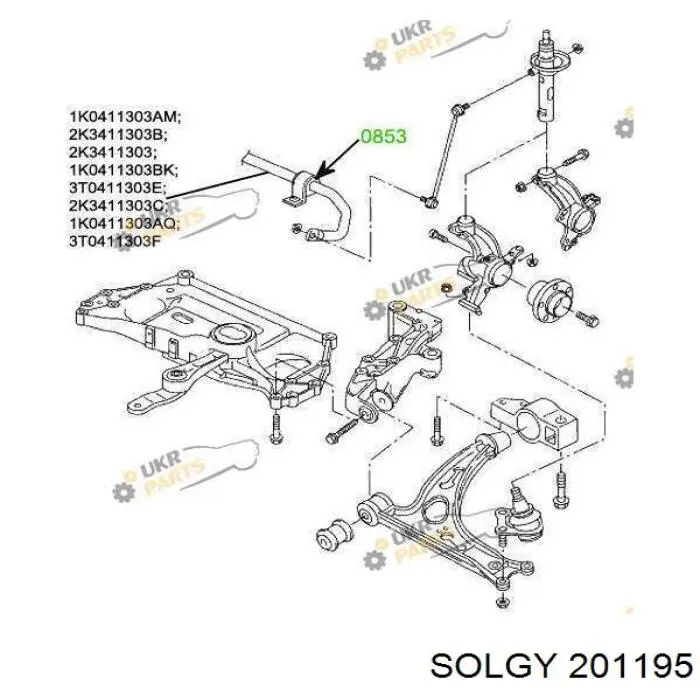 Tuleja stabilizatora przedniego Solgy 201195 cena, od 29,05 USD