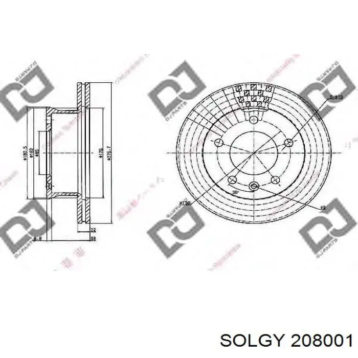 208001 Solgy Tarcza hamulcowa przednia