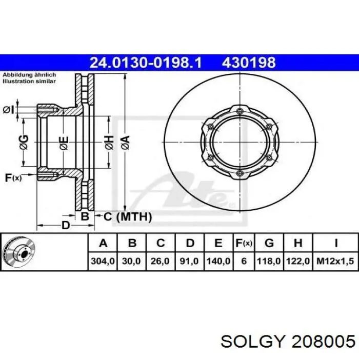 208005 Solgy tarcza hamulcowa przednia