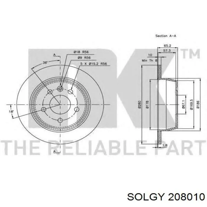 Tarcza hamulcowa tylna Solgy 208010 cena, od 36,70 USD