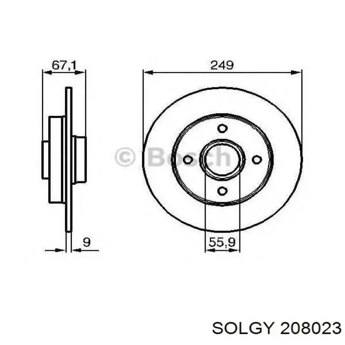 208023 Solgy Tarcza hamulcowa tylna