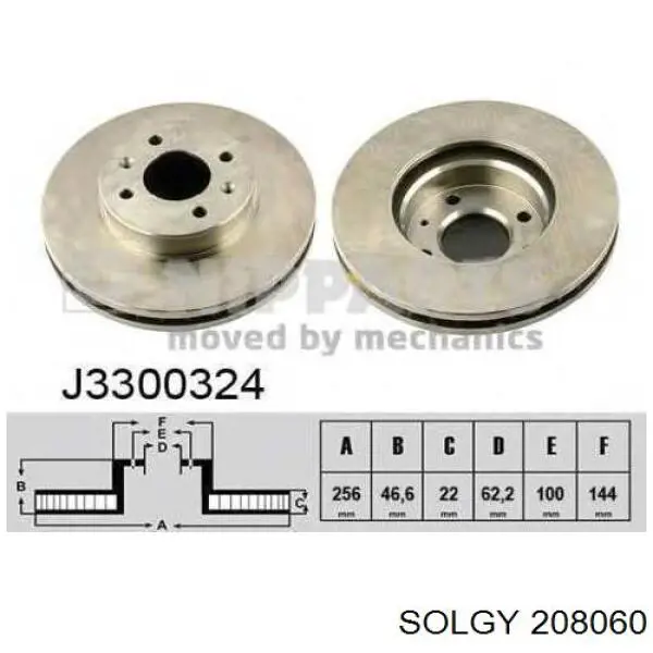 208060 Solgy tarcza hamulcowa przednia