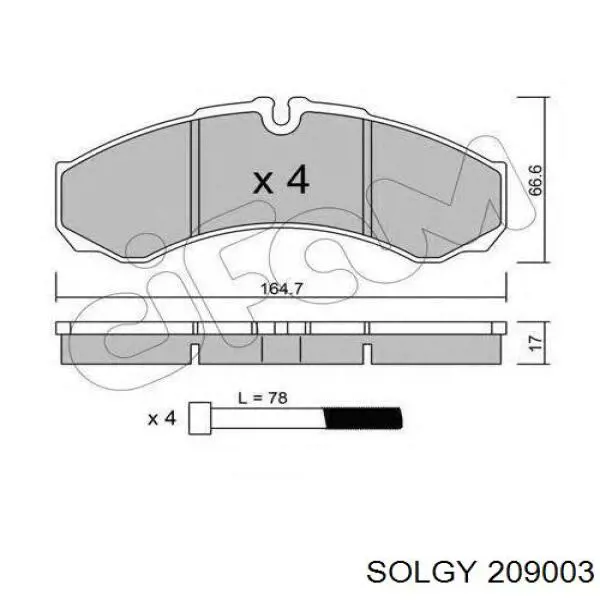 209003 Solgy Klocki hamulcowe przednie tarczowe