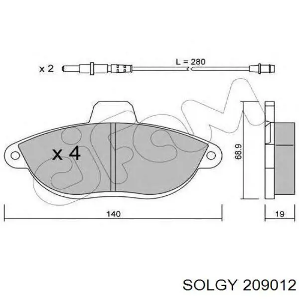 209012 Solgy Klocki hamulcowe przednie tarczowe