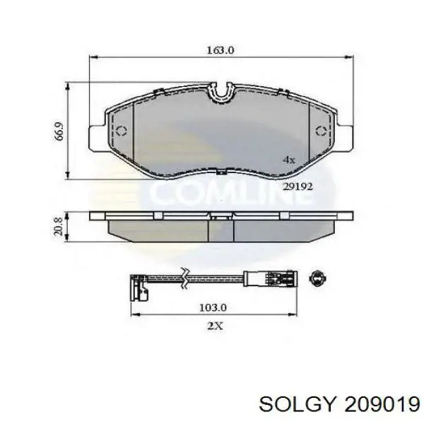 209019 Solgy Klocki hamulcowe przednie tarczowe
