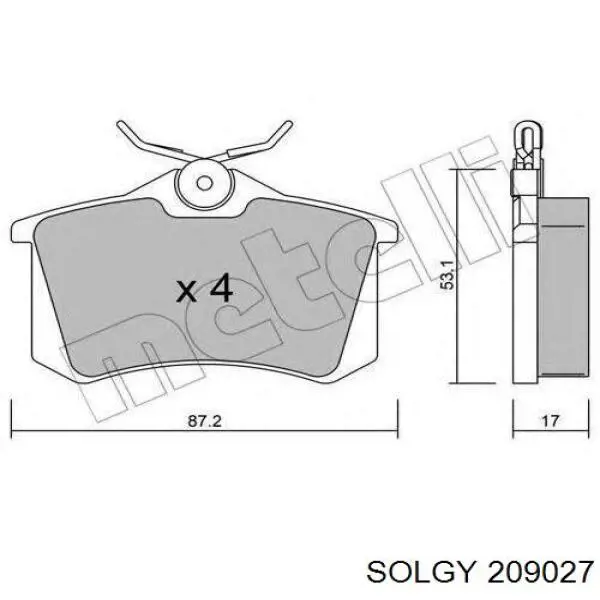 Okładziny (klocki) do hamulców tarczowych tylne Solgy 209027 cena, od 22,07 USD
