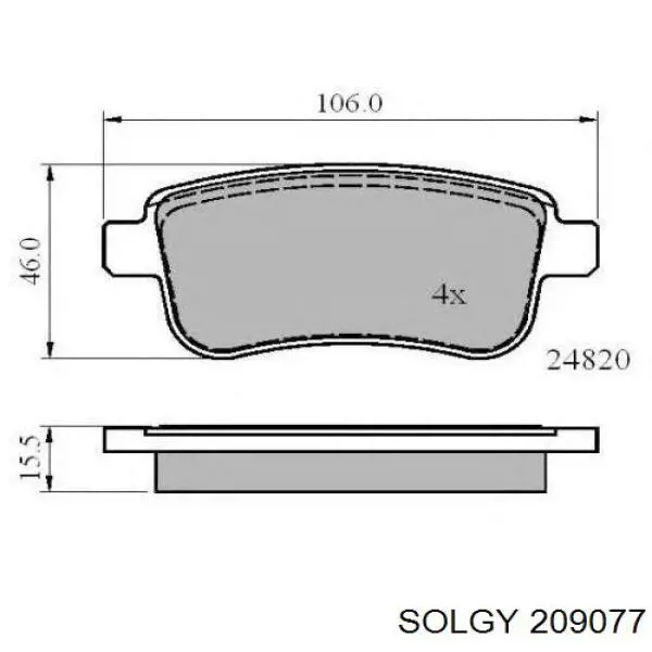Okładziny (klocki) do hamulców tarczowych tylne Solgy 209077