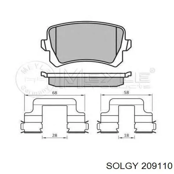 209110 Solgy okładziny (klocki do hamulców tarczowych tylne)