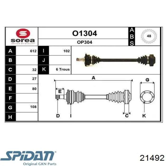 Półoś tylna do Opel Senator B 29