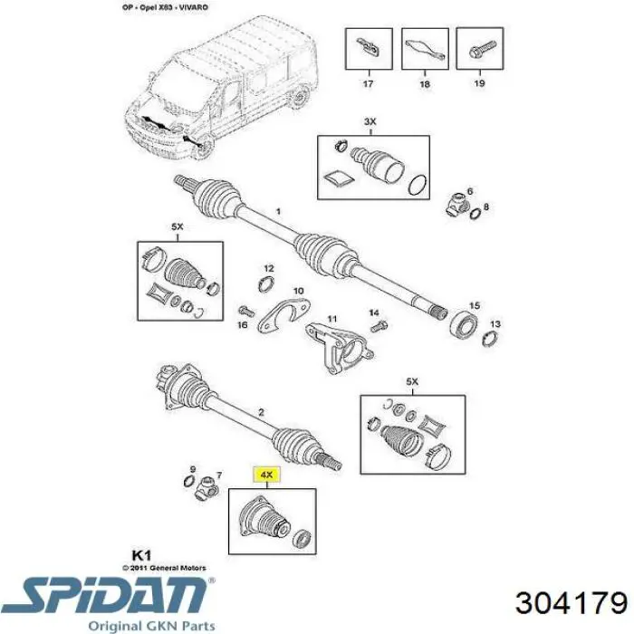 304179 GKN-Spidan Osłona przegubu homokinetycznego półosi przedniej wewnętrzny lewy