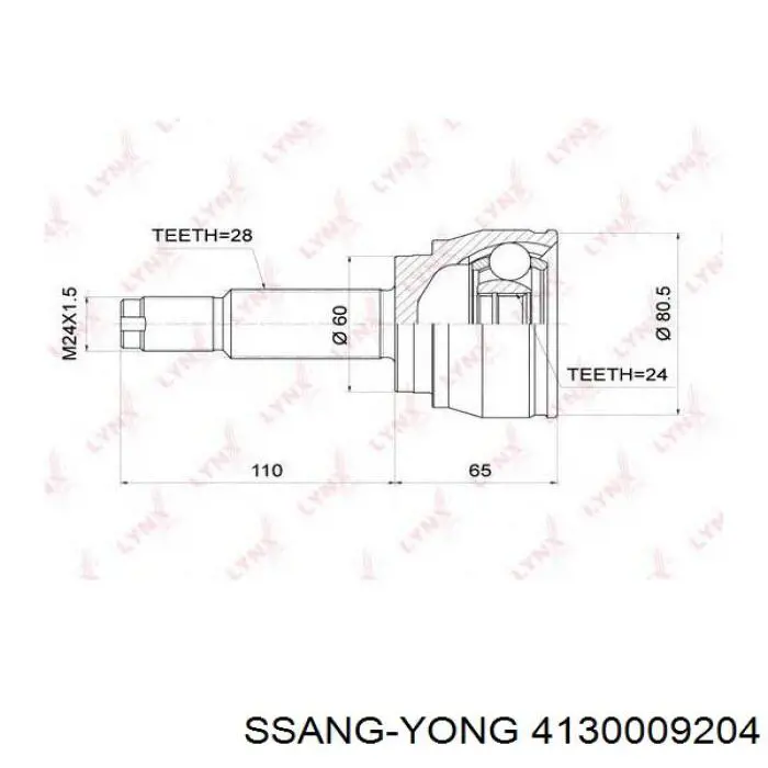4130009204 Ssang Yong Półoś napędowa przednia lewa