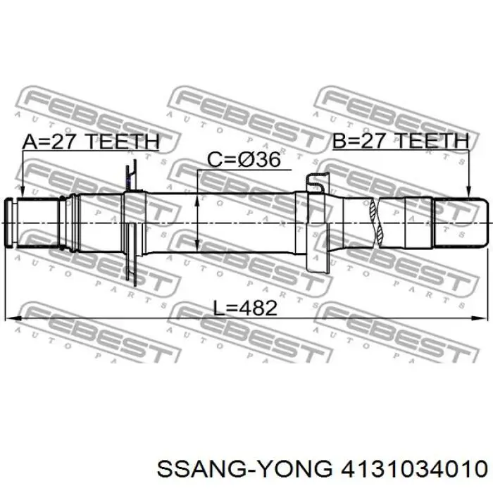 Wał napędowy półosi pośredni Ssang Yong 4131034010 cena, od 21,77 USD