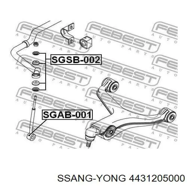 Do koszyka 4431205000 Ssang Yong Łącznik stabilizatora tylnego