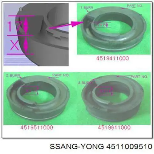 Sprężyna tylna lewa Ssang Yong 4511009510 cena, od 91,49 USD