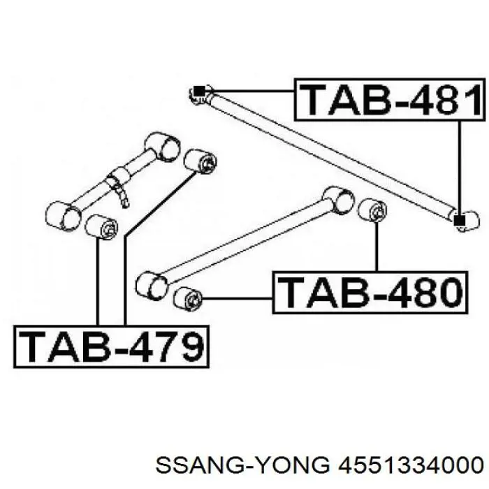 Silentblock wahacza podłużnego tylnego dolnego Ssang Yong 4551334000 cena, od 16,26 USD