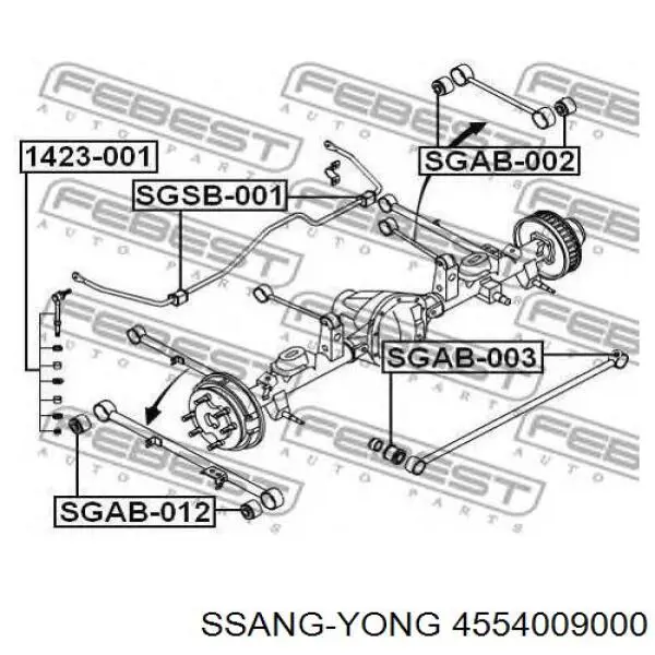 4554009000 Ssang Yong Silentblock wahacza podłużnego tylnego dolnego