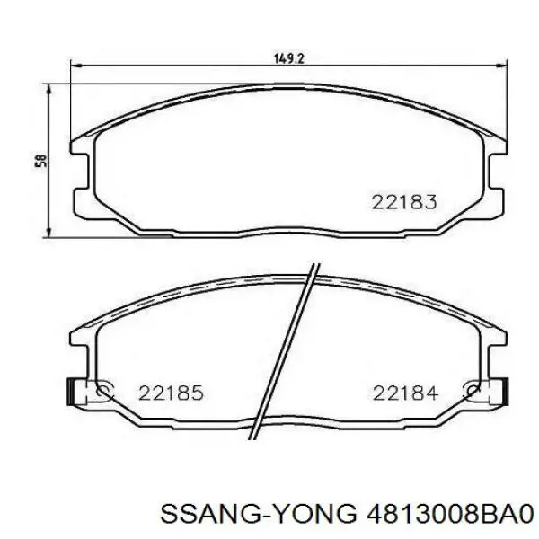 4813008BA0 Ssang Yong Klocki hamulcowe przednie tarczowe
