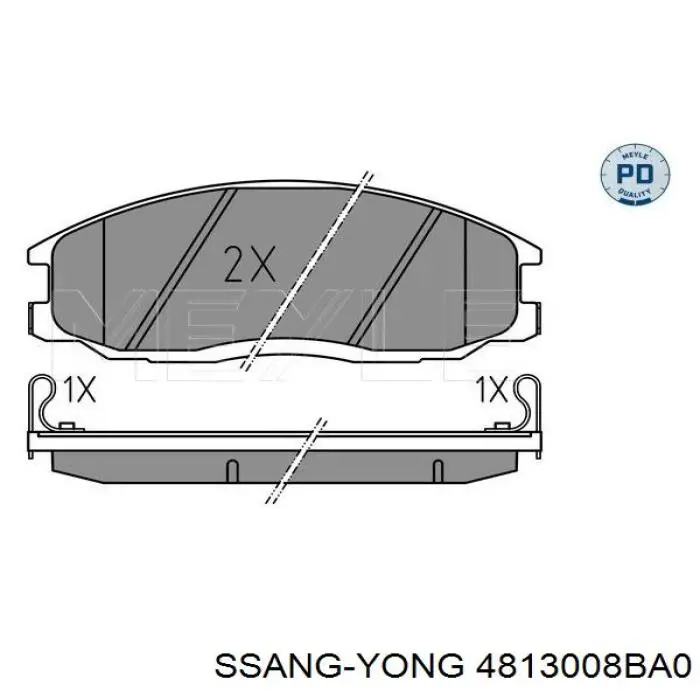 Do koszyka 4813008BA0 Ssang Yong Klocki hamulcowe przednie tarczowe