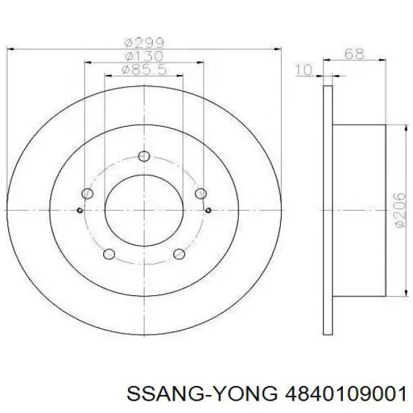4840109001 Ssang Yong Tarcza hamulcowa tylna