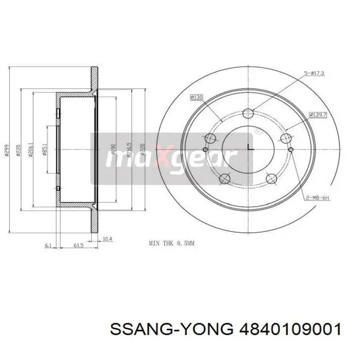 Tarcza hamulcowa tylna Ssang Yong 4840109001 cena, od 48,49 USD