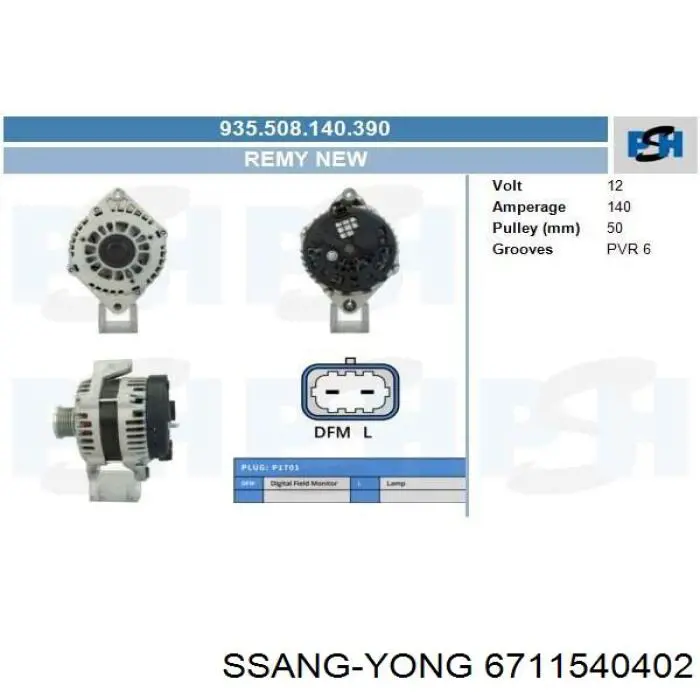 Alternator do SsangYong Actyon  