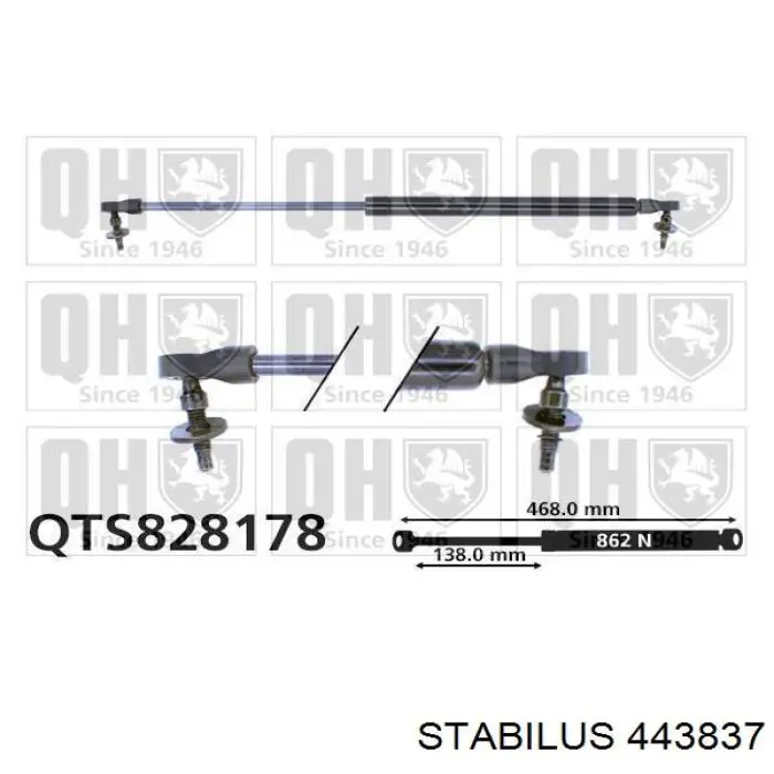 Do koszyka 443837 Stabilus Amortyzator klapy bagażnika (3/5 drzwi-tylnych)