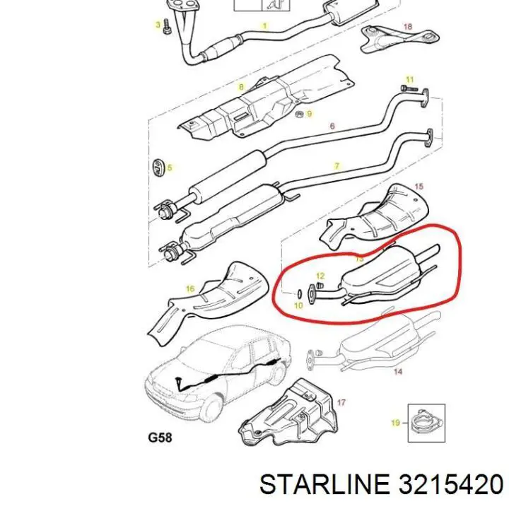 Do koszyka 3215420 Starline Tłumik, tylna część