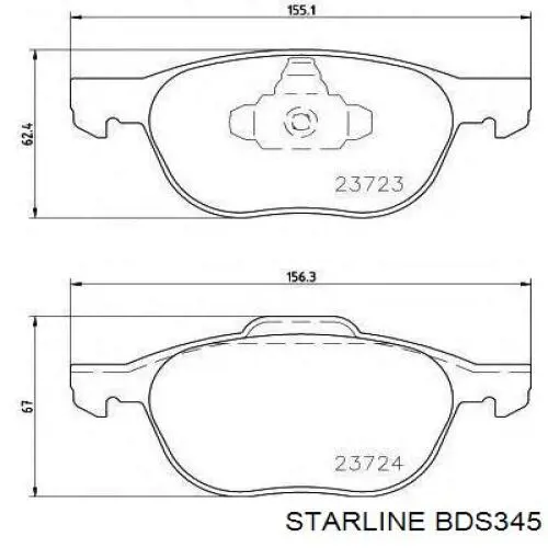 BDS345 Starline Klocki hamulcowe przednie tarczowe
