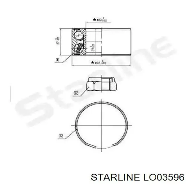 Łożysko piasty przedniej Starline LO03596 cena, od 17,16 USD