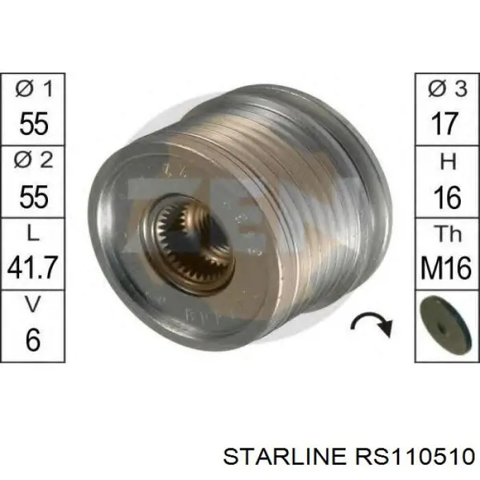 Koło pasowe alternatora RS110510 Starline