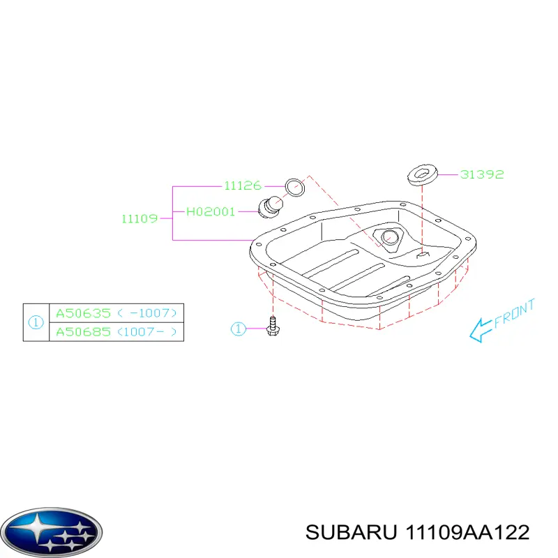 11109AA122 Subaru Miska olejowa silnika
