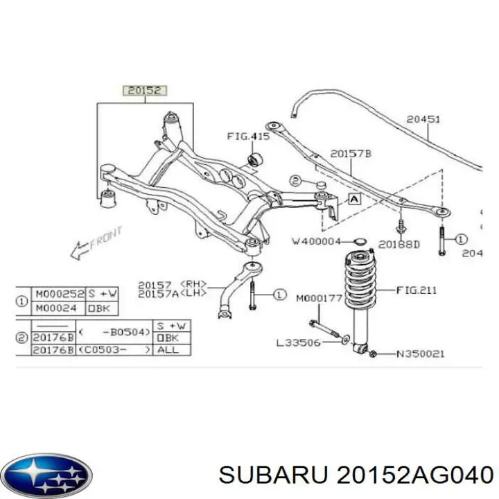 20152AG040 Subaru Korpus osi tylnej