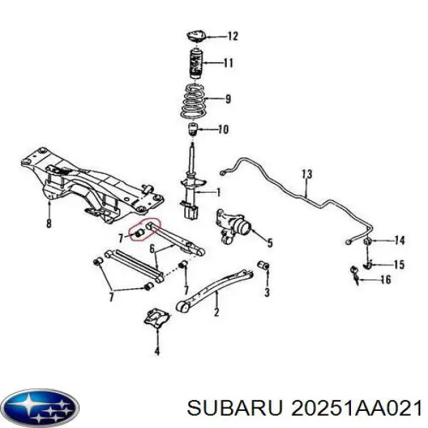 Do koszyka 20251AA021 Subaru Silentblock wahacza poprzecznego tylnego wewnętrzny