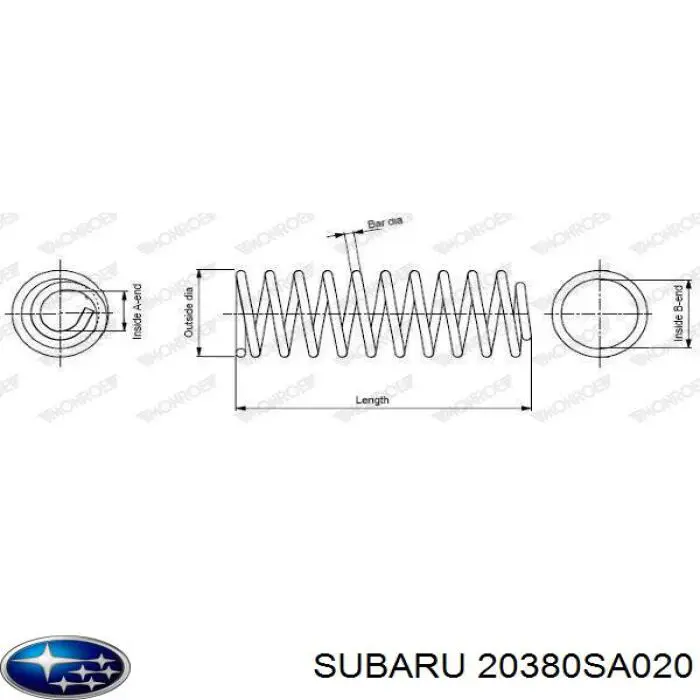 Do koszyka 20380SA020 Subaru Sprężyna tylna