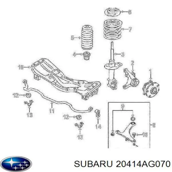 Tuleja stabilizatora przedniego Subaru 20414AG070
