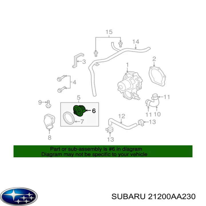 Do koszyka 21200AA230 Subaru Termostat