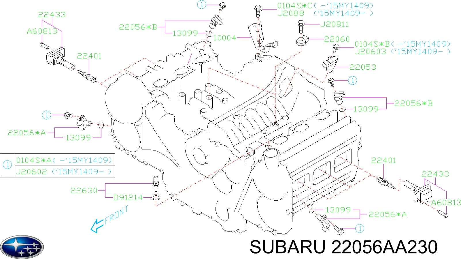 Czujnik położenia wałka rozrządu Subaru 22056AA230 cena, od 27,12 USD