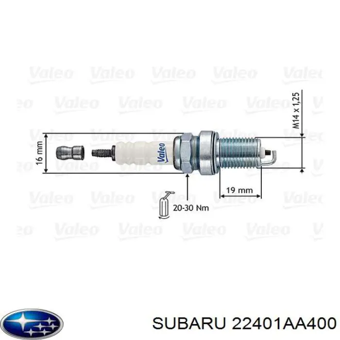 Świeca zapłonowa Subaru 22401AA400 cena, od 16,52 USD