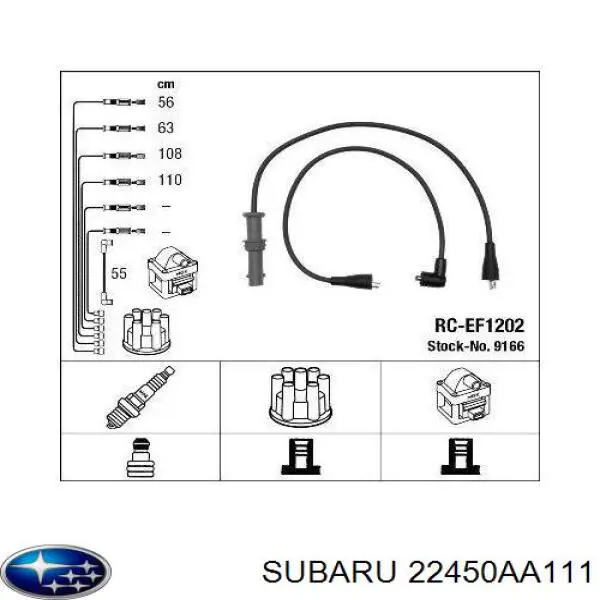 Do koszyka 22450AA111 Subaru Zestaw przewodów wysokiego napięcia